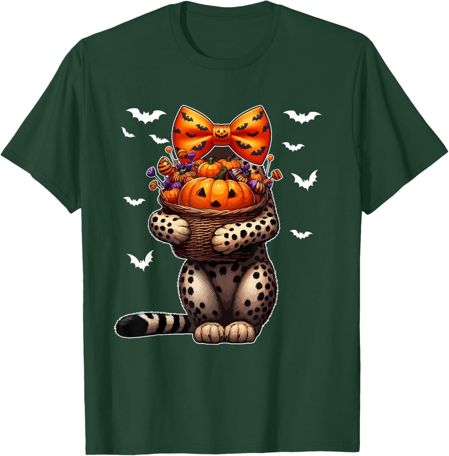 Halloween Costume Cosplay Cheetah Bow Tie Carved Pumpkin T-Shirt - T-Shirt | Forest