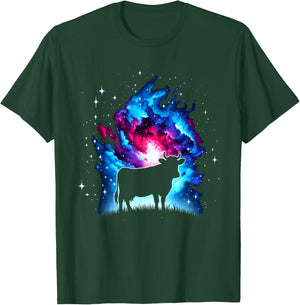 Cool Cosmic Cow Galaxy Graphic Space Art T-Shirt - T-Shirt | Forest