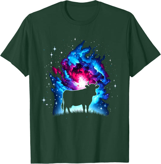 Cool Cosmic Cow Galaxy Graphic Space Art T-Shirt - T-Shirt | Forest