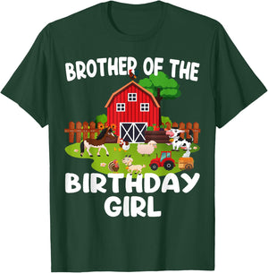 Barnyard Birthday Farm Animals Brother Birthday Girl T-Shirt - T-Shirt | Forest
