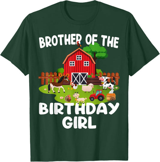 Barnyard Birthday Farm Animals Brother Birthday Girl T-Shirt - T-Shirt | Forest