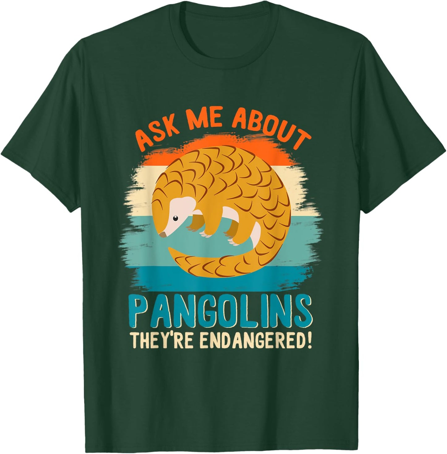 Pangolin Shirt Retro Ask Me About Pangolins Awareness T-Shirt - T-Shirt | Forest