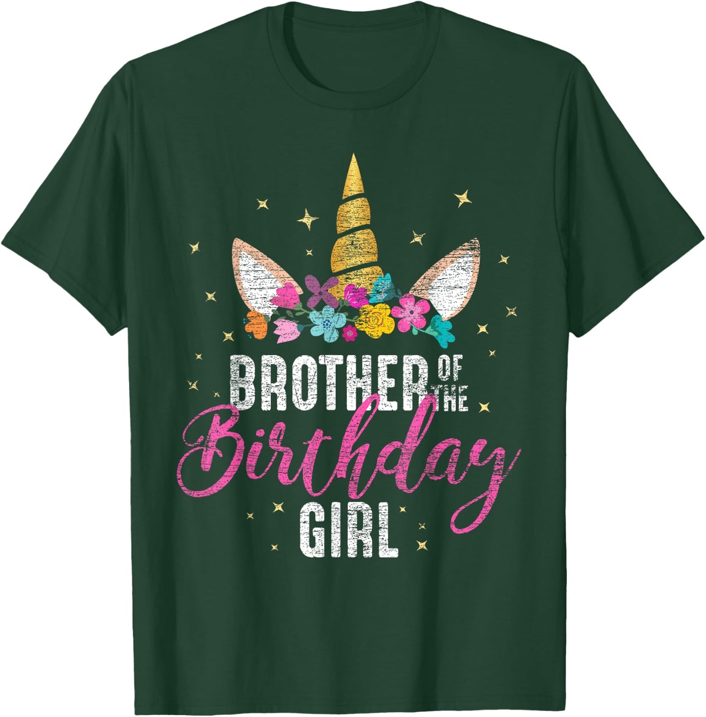 Brother Of The Birthday Girl Sibling Gift Unicorn Birthday T-Shirt - T-Shirt | Forest