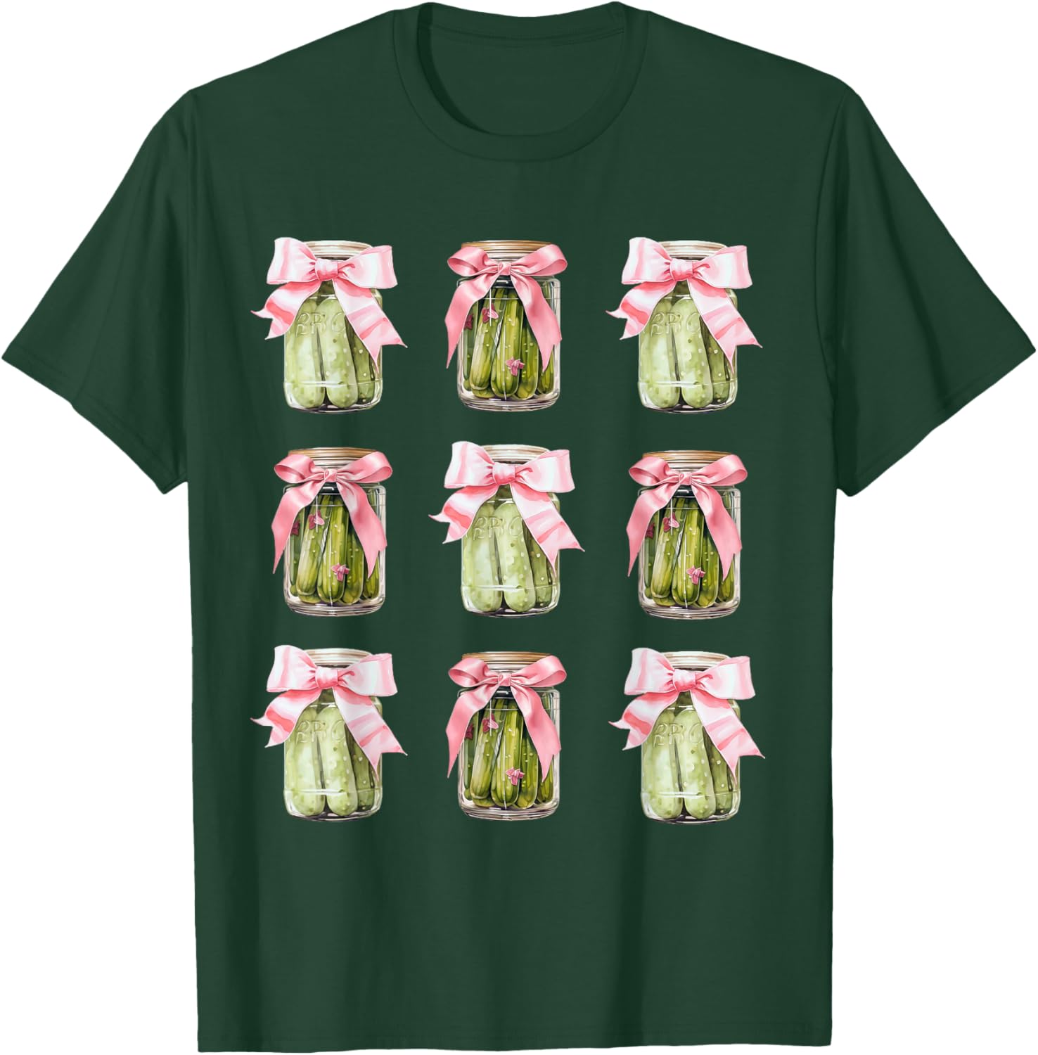 Pickle Jar Women Coquette Bow Pickle Party Birthday Girl T-Shirt - T-Shirt | Forest