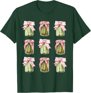 Pickle Jar Women Coquette Bow Pickle Party Birthday Girl T-Shirt - T-Shirt | Forest