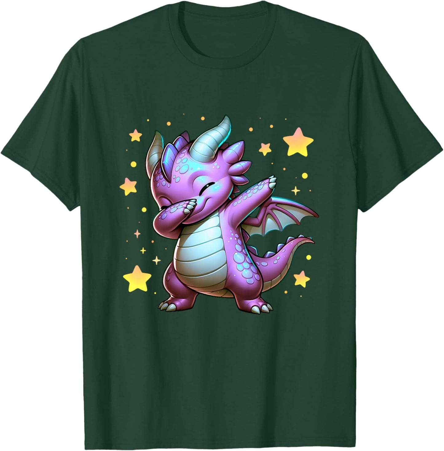 Kids Dragon Dabbing Cute Ren Faire Graphic Toddler Girl Boy Funny T-Shirt - T-Shirt | Forest