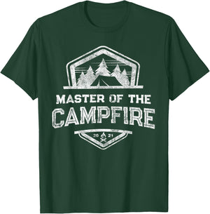 MASTER of CAMPFIRE Hiking King Camping Life Camp Leader T-Shirt - T-Shirt | Forest