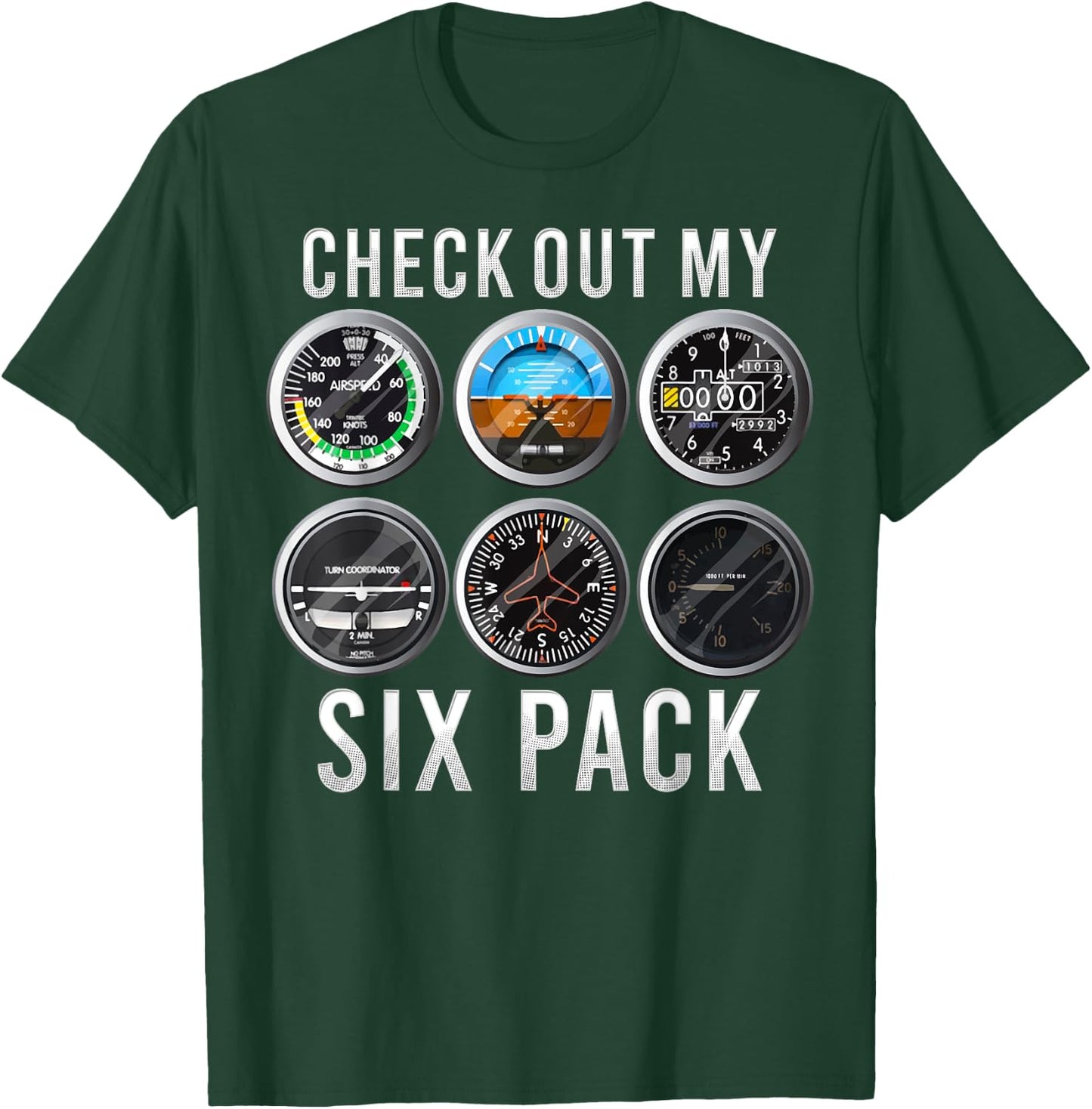 Funny Check Out My Six Pack Airplane Pilot Aviation T-Shirt - T-Shirt | Forest
