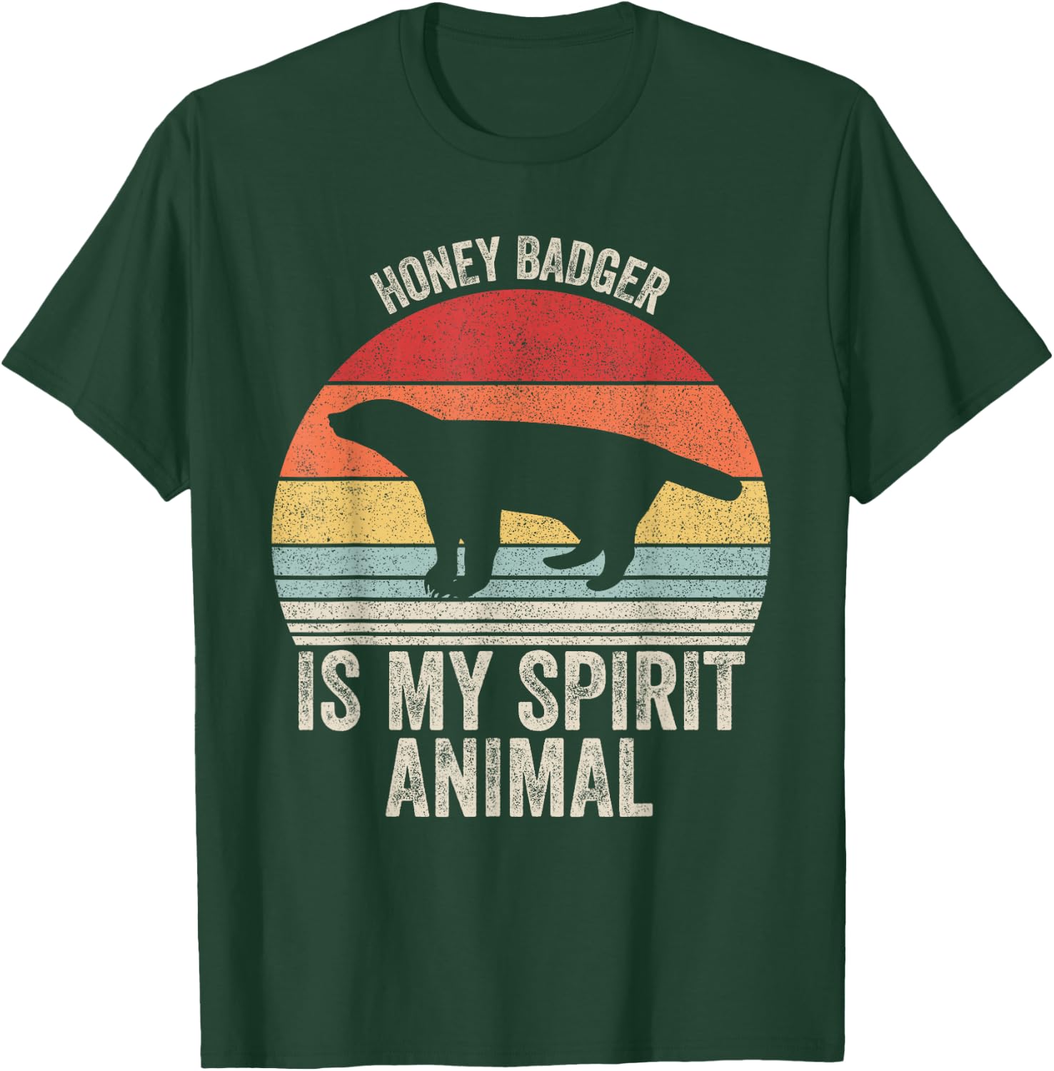 Vintage Retro Honey Badger Is My Spirit Animal T-Shirt - T-Shirt | Forest