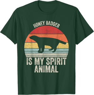 Vintage Retro Honey Badger Is My Spirit Animal T-Shirt - T-Shirt | Forest