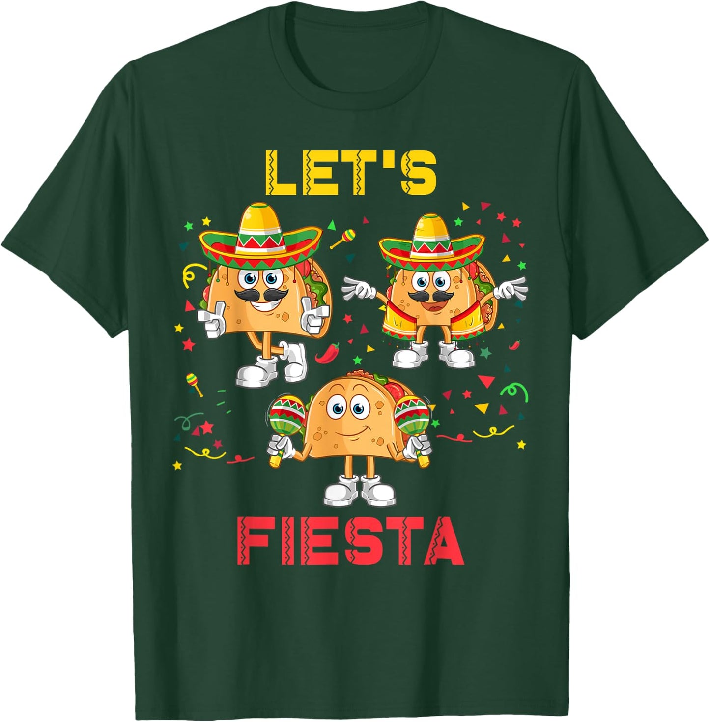 Let's Fiesta Tacos Mexican Party Let's Fiesta Cinco De Mayo T-Shirt - T-Shirt | Forest