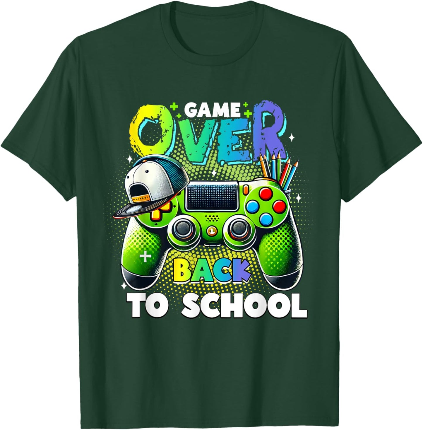 Back To School For Boys, Men Game Over Back To School Funny T-Shirt - T-Shirt | Forest