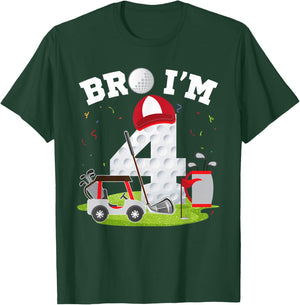 Bro I'm 4 Year Old Golf Theme 4th Birthday Golfer T-Shirt - T-Shirt | Forest