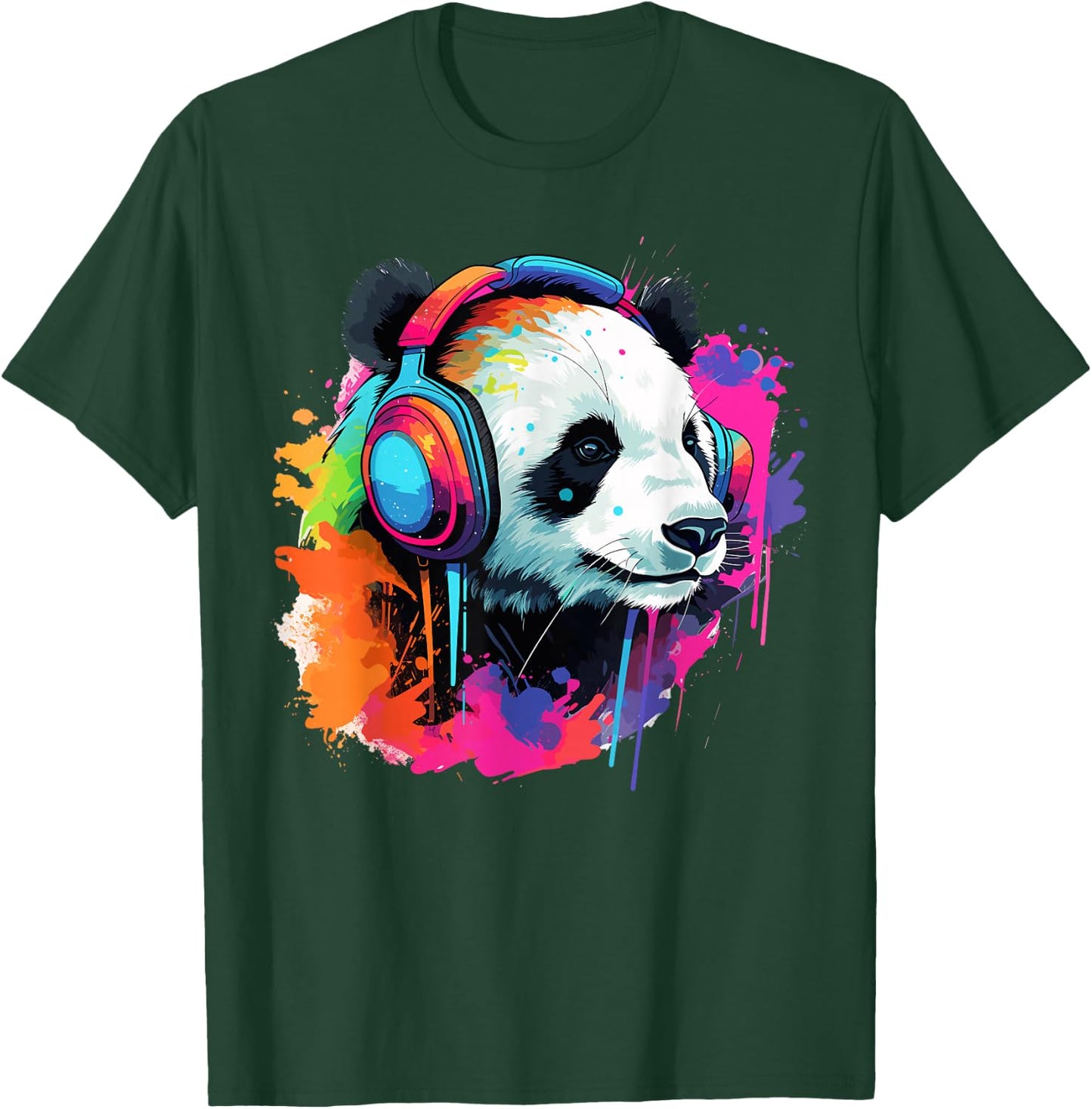 Panda Bear DJ with Headphones and Sunglasses Grafitti T-Shirt - T-Shirt | Forest