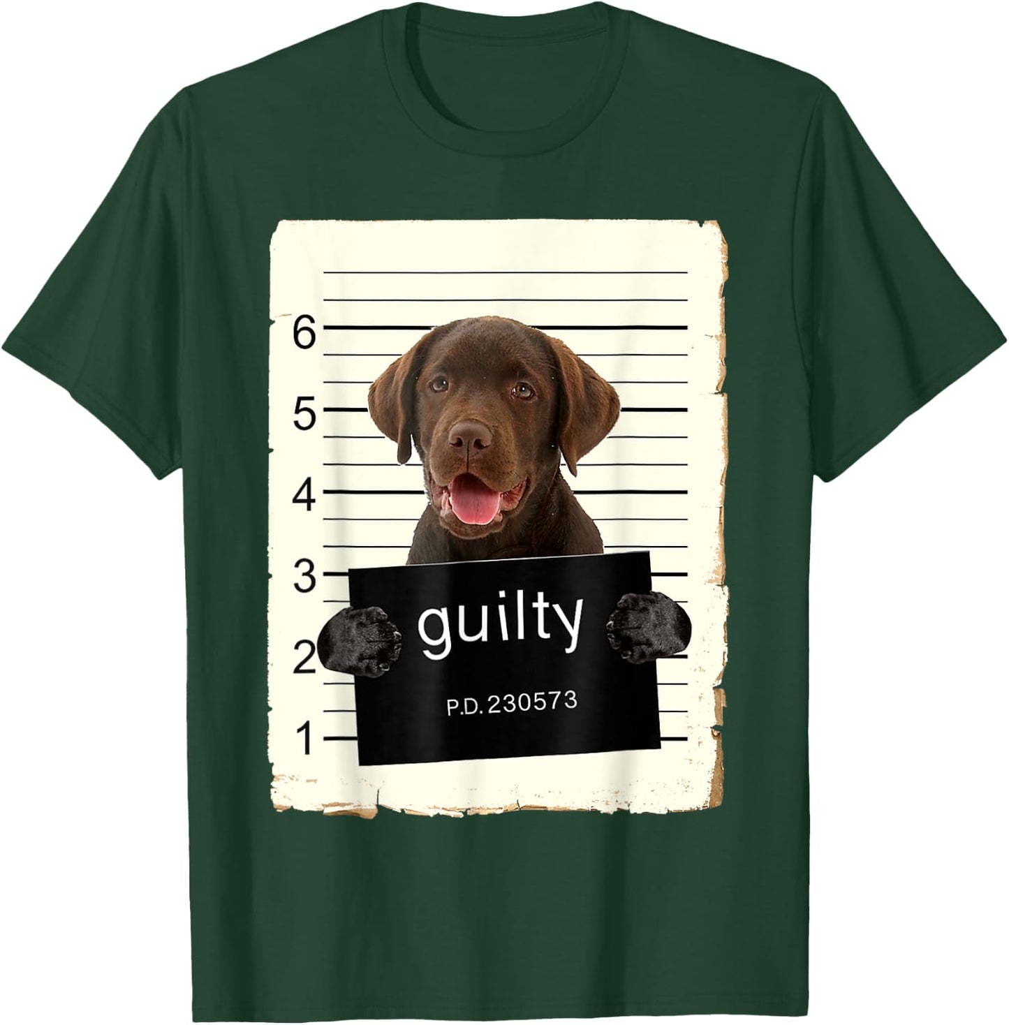 Chocolate lab Labrador Dog Mug Shot Bad Dog With Guilty T-Shirt - T-Shirt | Forest