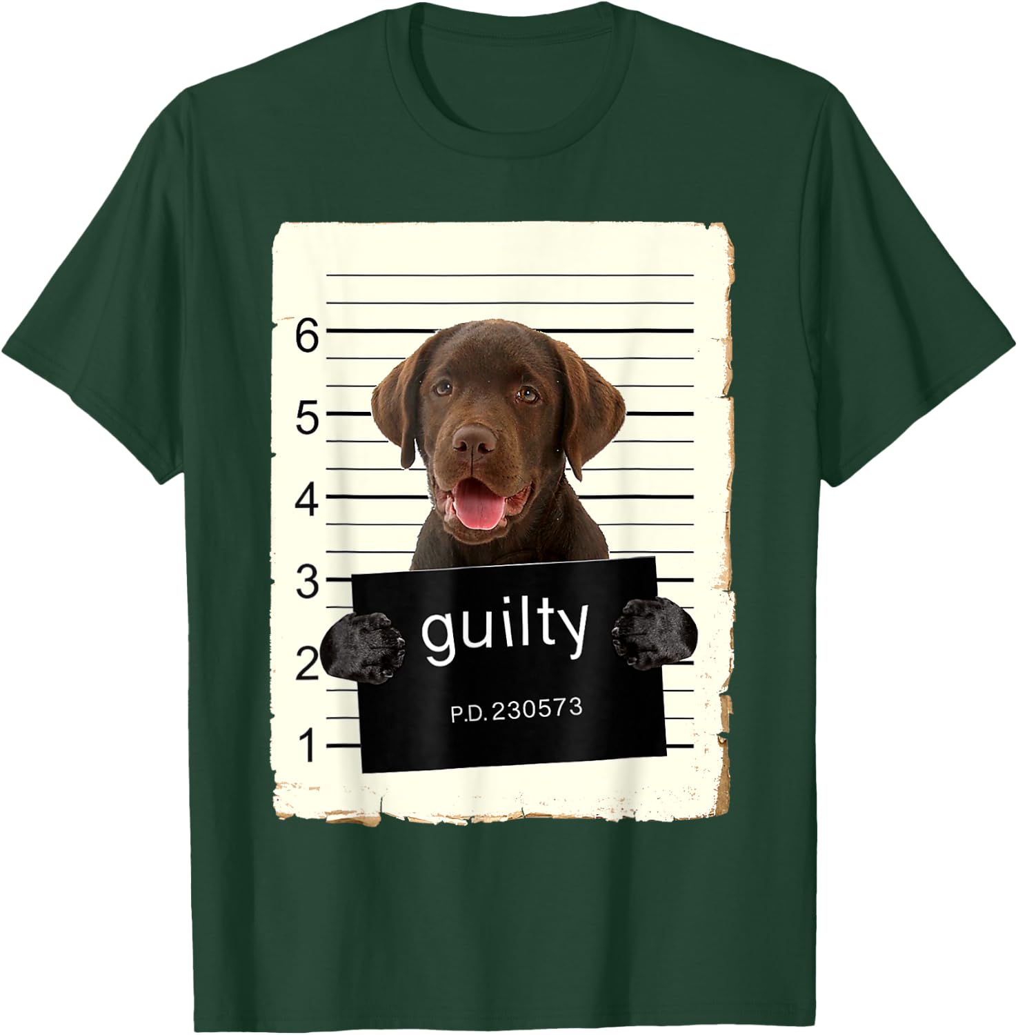 Chocolate lab Labrador Dog Mug Shot Bad Dog With Guilty T-Shirt - T-Shirt | Forest