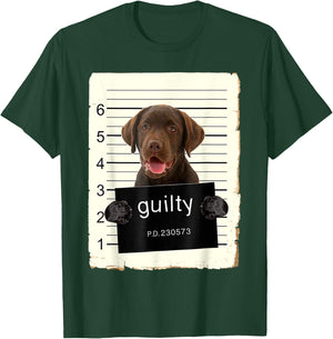 Chocolate lab Labrador Dog Mug Shot Bad Dog With Guilty T-Shirt - T-Shirt | Forest