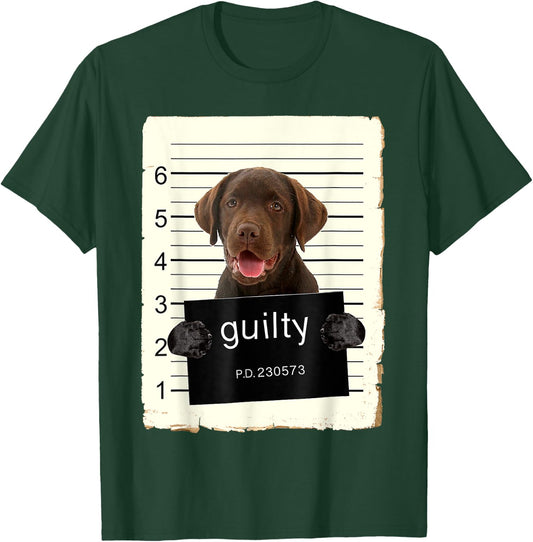 Chocolate lab Labrador Dog Mug Shot Bad Dog With Guilty T-Shirt - T-Shirt | Forest