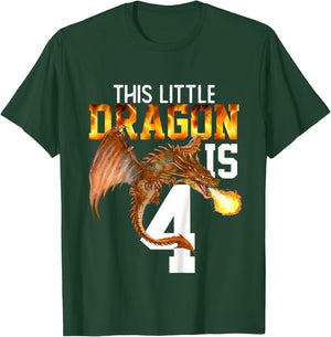 Turning 4 Year Old Birthday Gift Boy Dragon 4th Bday Girl T-Shirt - T-Shirt | Forest