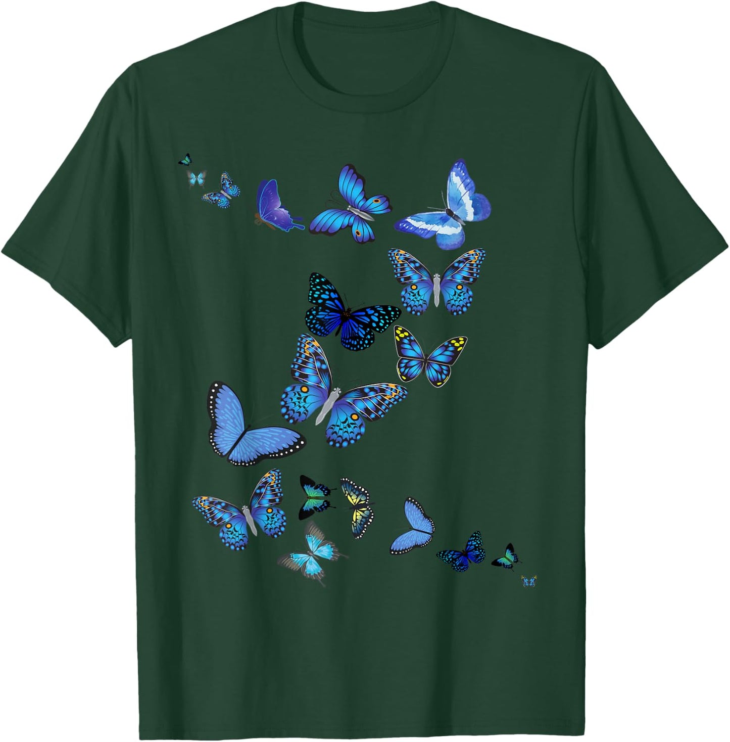Blue Morpho Butterfly Swarm T-Shirt - T-Shirt | Forest