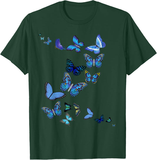 Blue Morpho Butterfly Swarm T-Shirt - T-Shirt | Forest