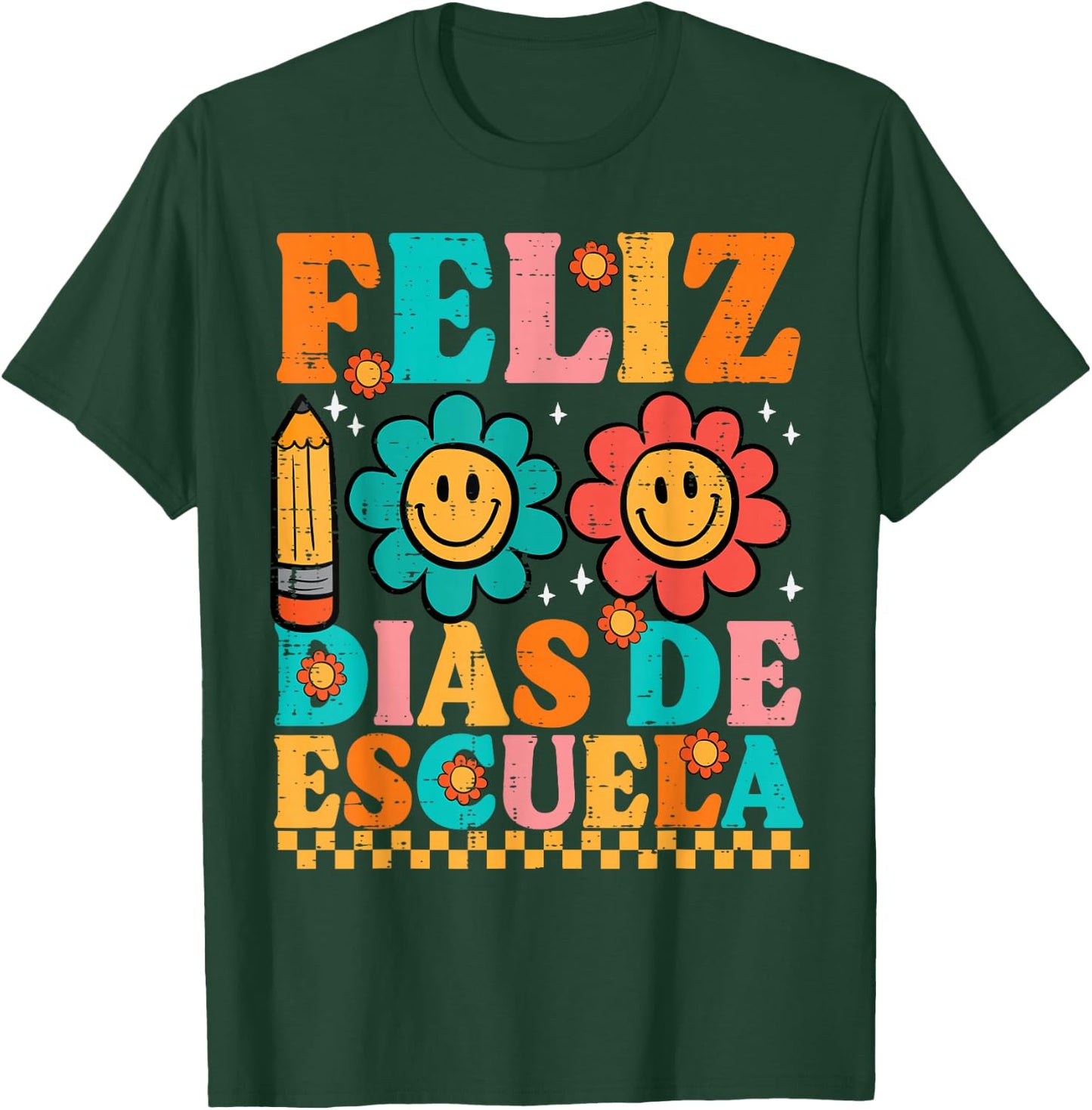 Feliz 100 Diaz De Escuela 100th Day School Spanish Teacher T-Shirt - T-Shirt | Forest