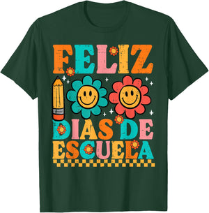 Feliz 100 Diaz De Escuela 100th Day School Spanish Teacher T-Shirt - T-Shirt | Forest