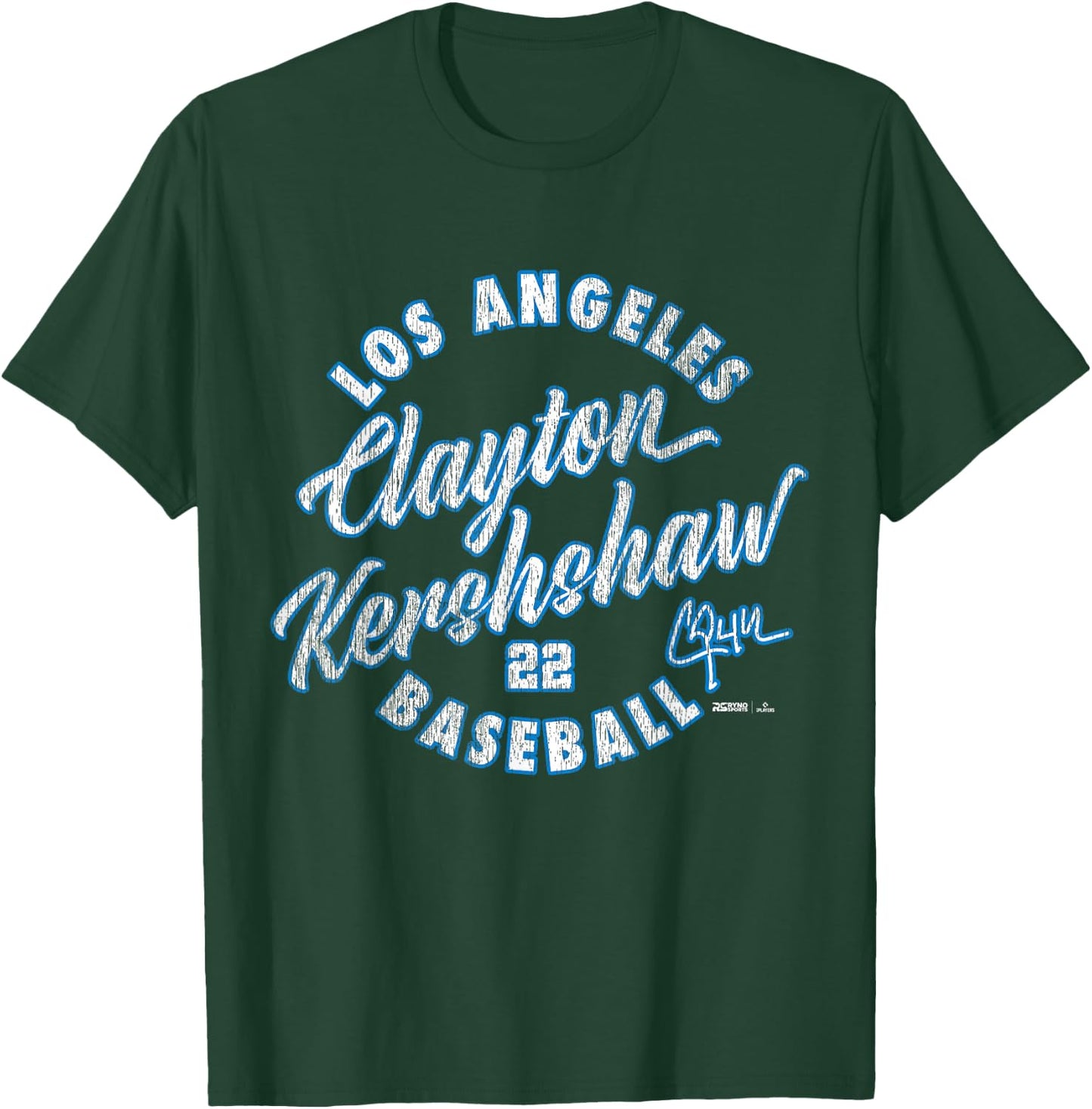 Clayton Kershaw Los Angeles Baseball Vintage Cursive MLBPA T-Shirt - T-Shirt | Forest