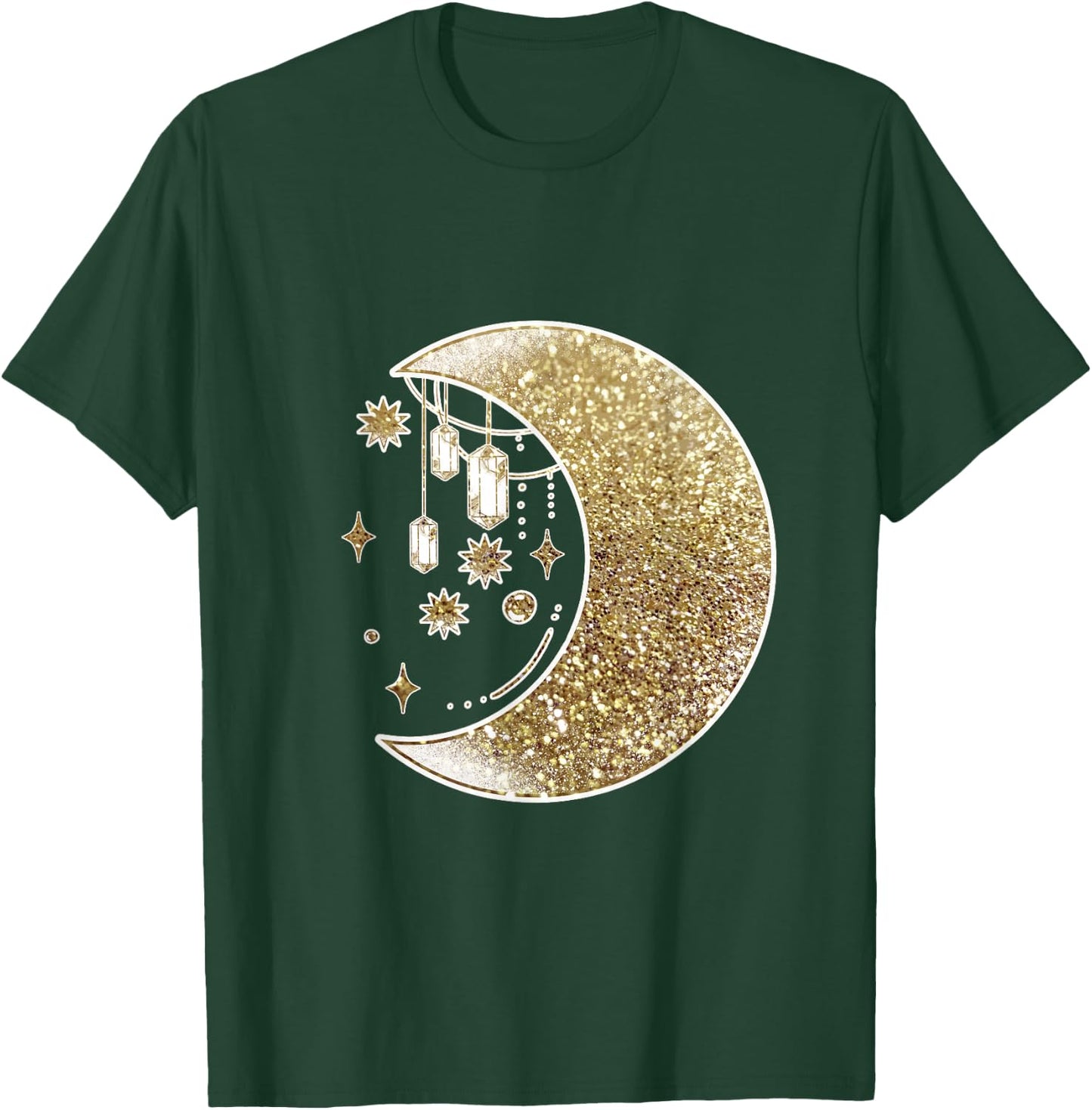 Yellow Half Crescent Moon Stars Ornaments Galaxy Space T-Shirt - T-Shirt | Forest