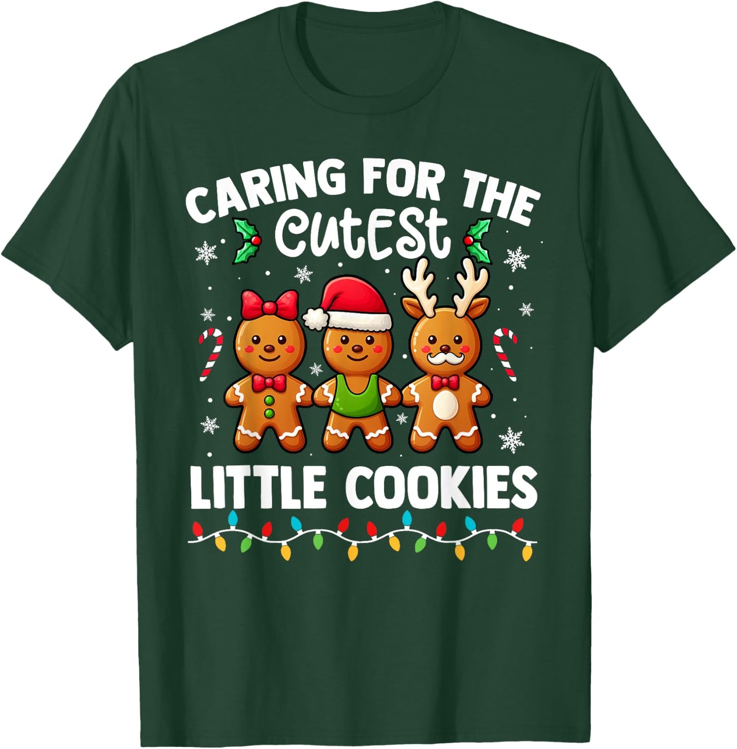 Caring For Cutest Little Cookies Pediatric Nurse Christmas T-Shirt - T-Shirt | Forest