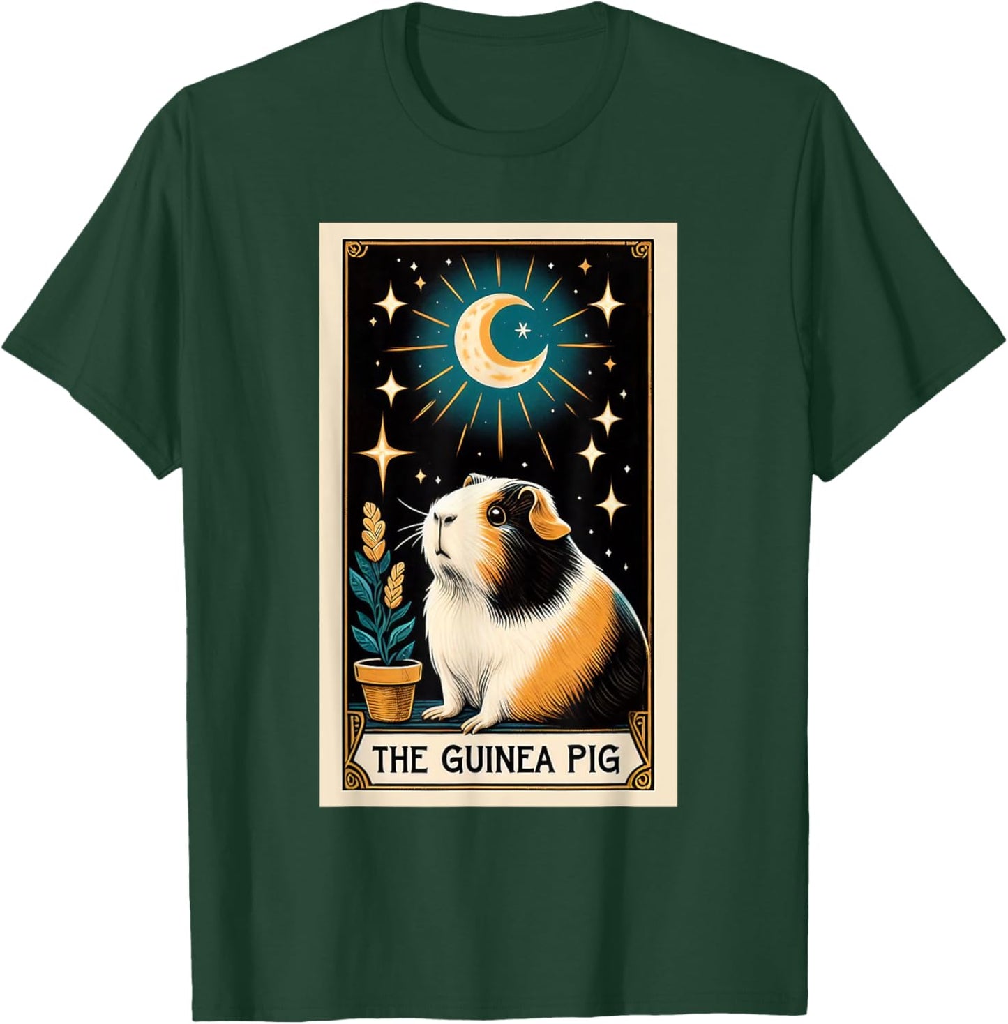 Cute Guinea Pig Tarot Card Star with the Moon Men Women Kids T-Shirt - T-Shirt | Forest