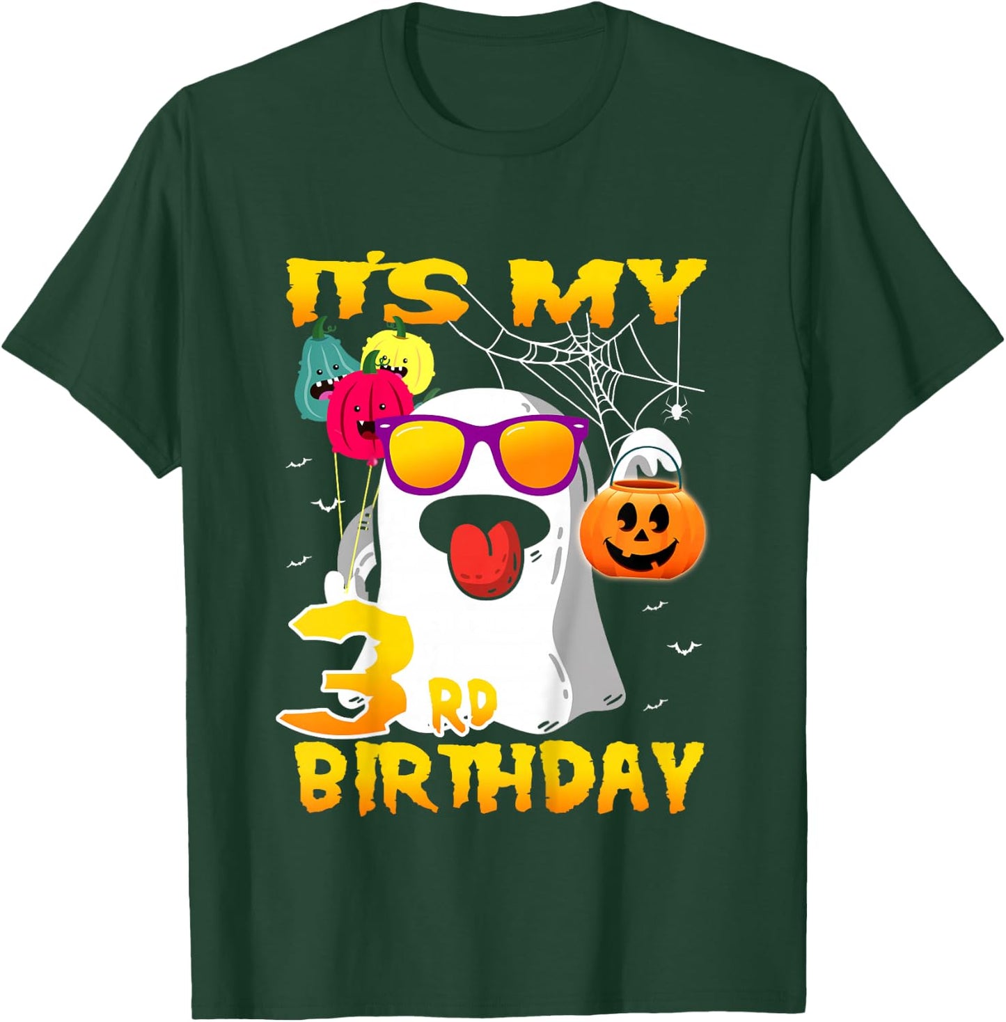 Kids It's My 3rd Birthday Ghost Pumpkin Halloween Party 3 years T-Shirt - T-Shirt | Forest