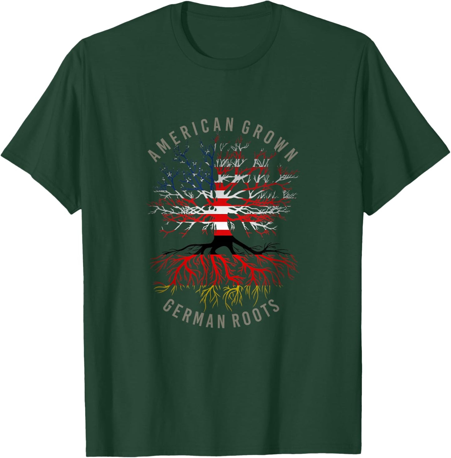 American Grown German Roots USA Germany Flag Heritage Tree T-Shirt - T-Shirt | Forest