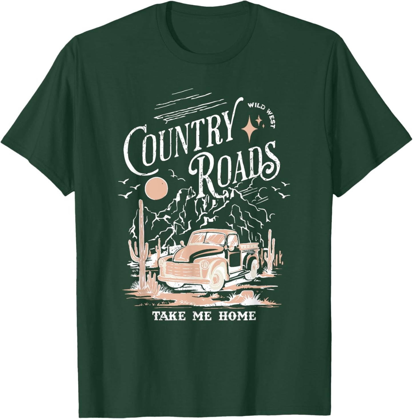 Vintage Retro Music Fans Country Roads Take Me Home T-Shirt - T-Shirt | Forest