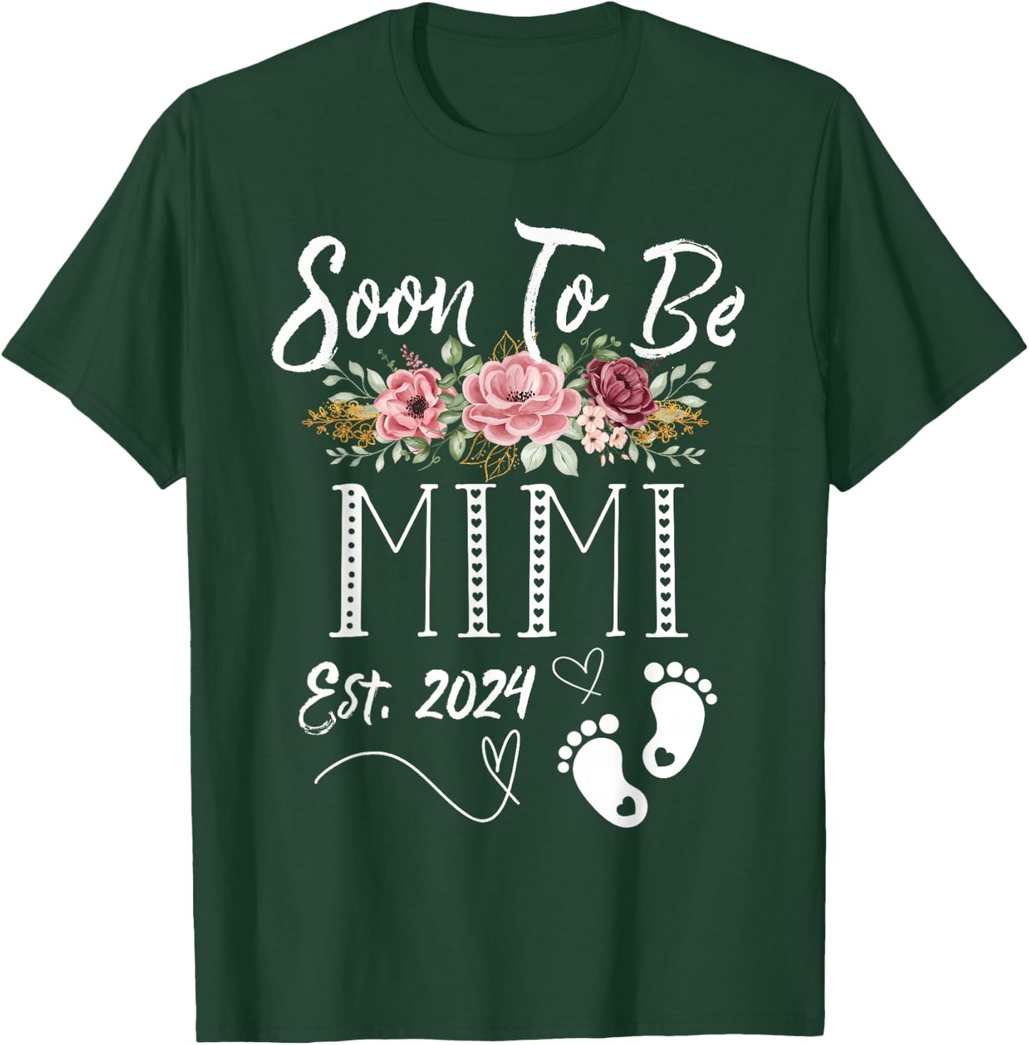 Soon To Be Mimi Est 2024 1st Time New Baby Shower Family T-Shirt - T-Shirt | Forest