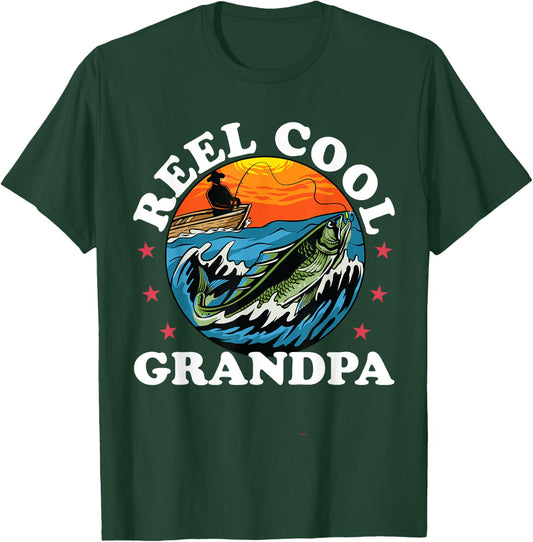 Reel Cool Grandpa Fishing Funny Fishing Fisherman Lover T-Shirt - T-Shirt | Forest
