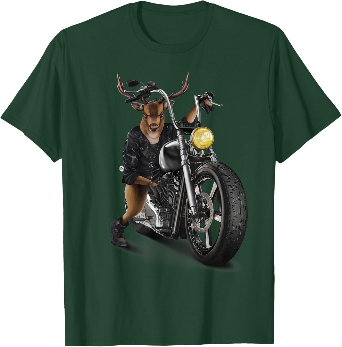 Deer Riding Classic Motorcycle T-Shirt - T-Shirt | Forest