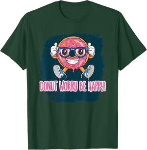 Donut Worry Baker Baking Be Happy Donuts Cook Chef Pun Kids T-Shirt - T-Shirt | Forest