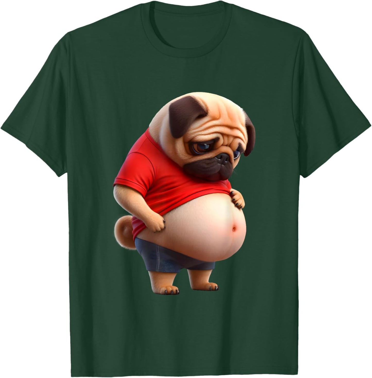 Funny Fat Pug Chonk Dog Chubby Pug Design Canine Dog Lovers T-Shirt - T-Shirt | Forest