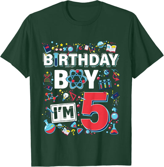 Scientist 5th Birthday Boy I'm 5 Years Science Experiments T-Shirt - T-Shirt | Forest