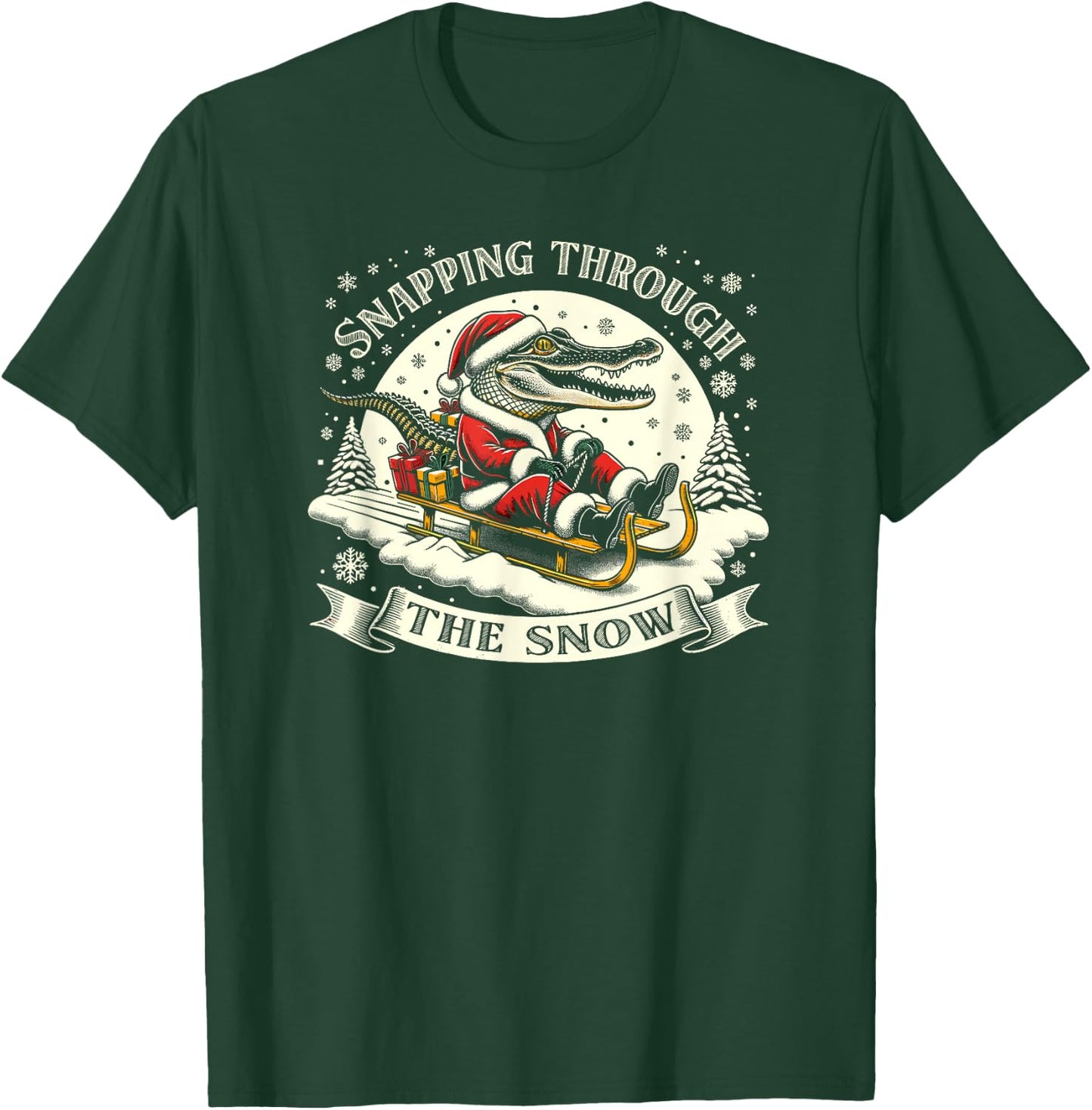 Alligator Santa, Gator Hunting Christmas T-Shirt - T-Shirt | Forest