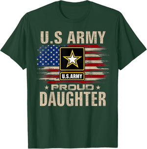 Vintage U.S Army Proud Daughter With American Flag T-Shirt - T-Shirt | Forest