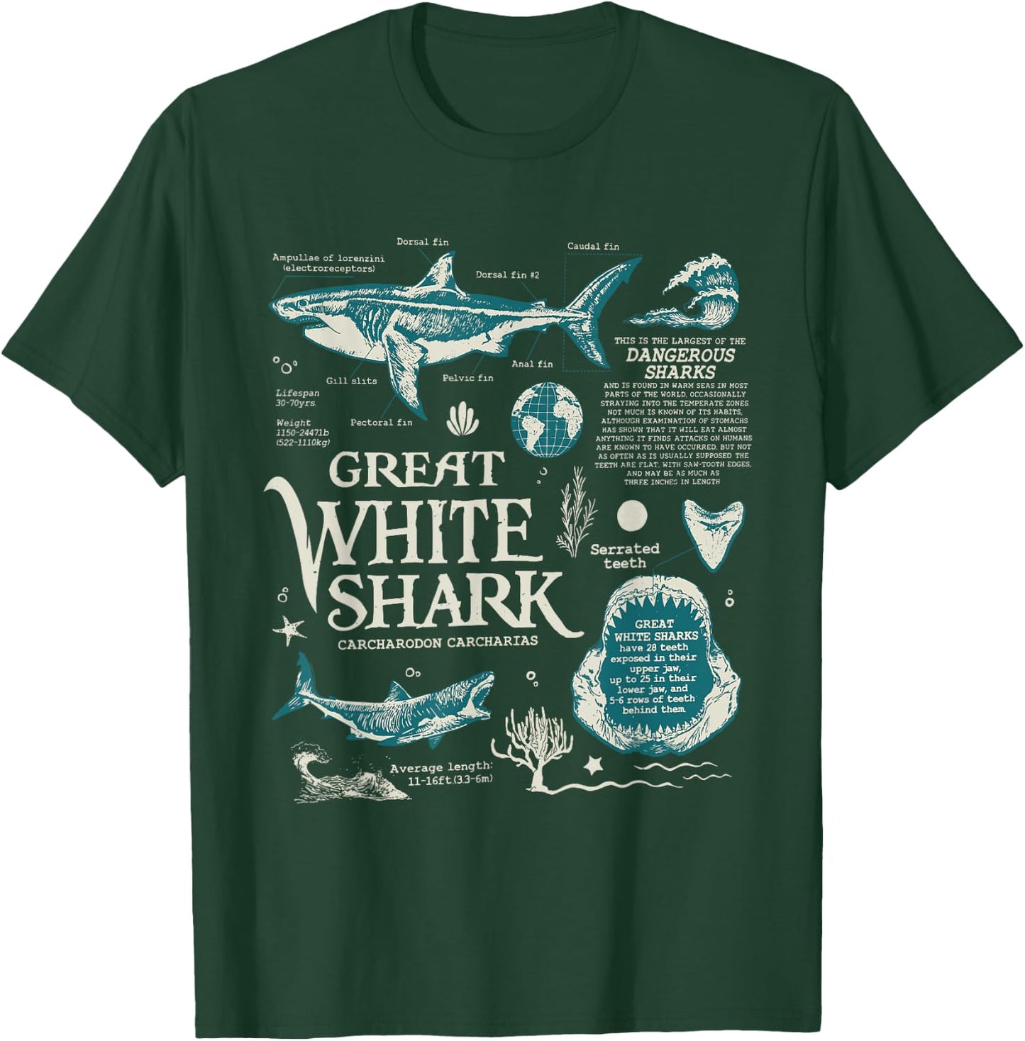 Great White Shark Anatomy , Marine Biologist T-Shirt - T-Shirt | Forest