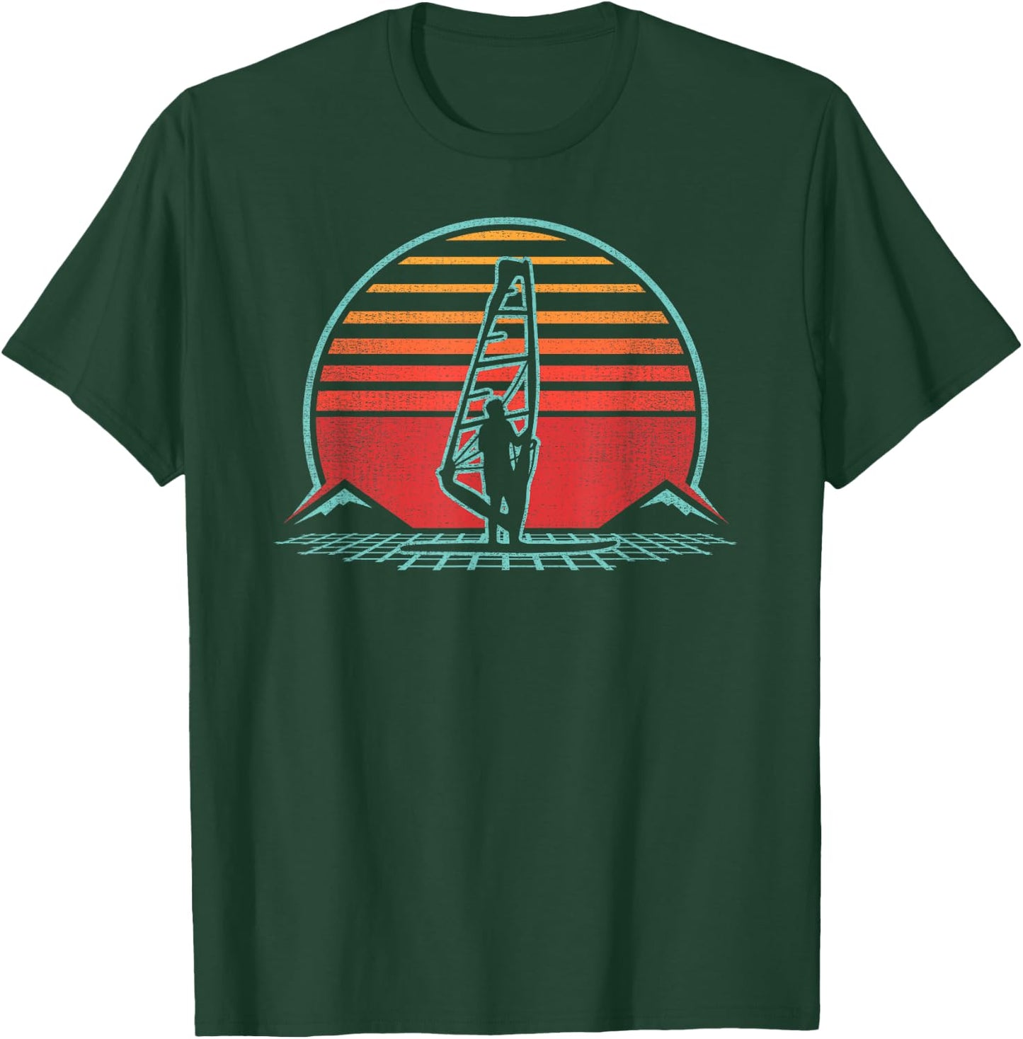 Windsurfing Retro 80s Style T-Shirt - T-Shirt | Forest