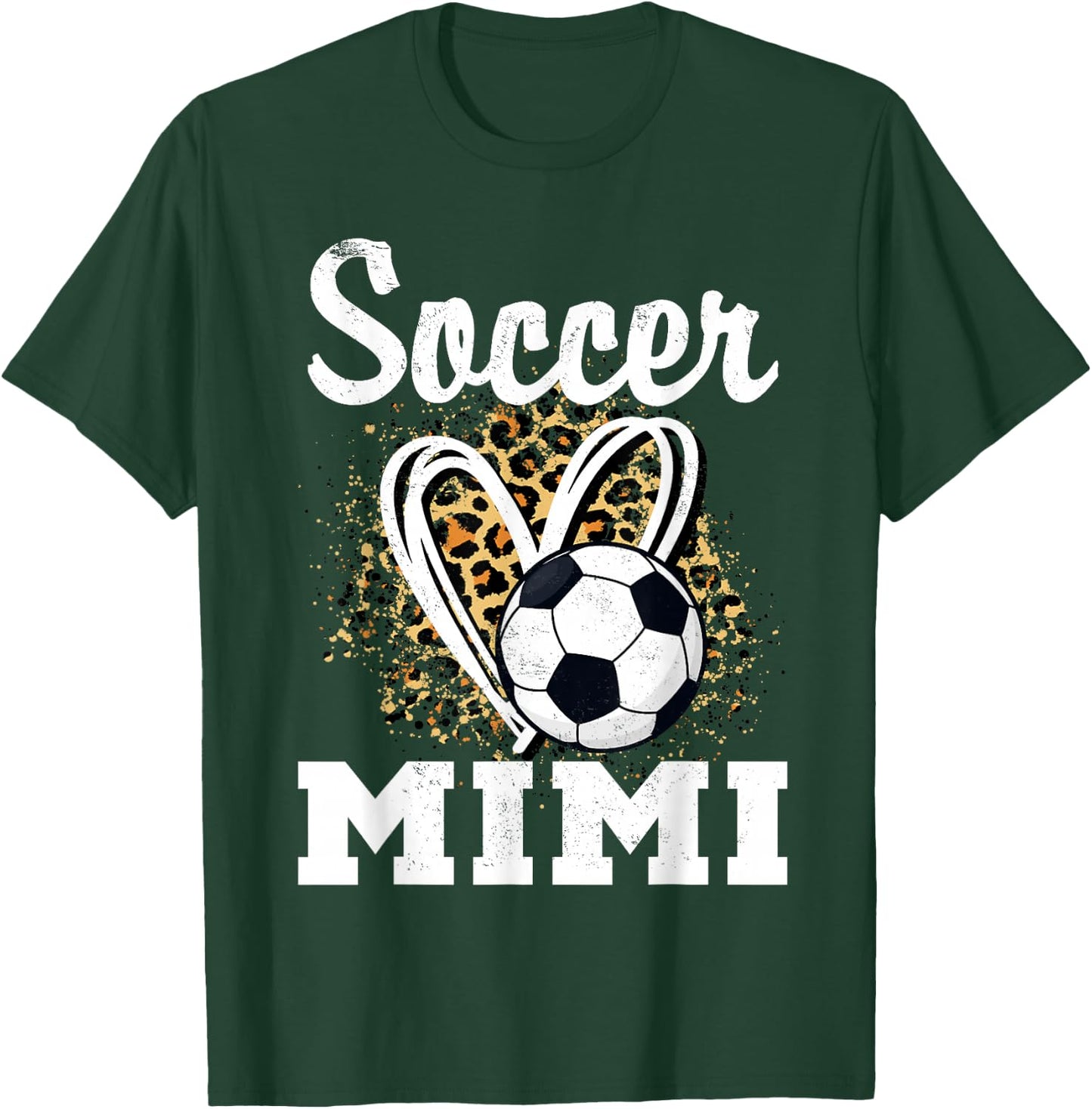 Soccer Mimi Leopard Heart Grandma Matching Family T-Shirt - T-Shirt | Forest