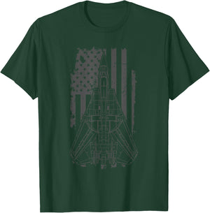 F-14 Tomcat Jet Fighter Vintage American Flag 14th July T-Shirt - T-Shirt | Forest