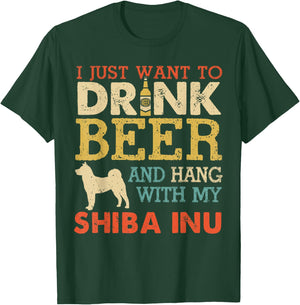 Shiba Inu Dad Drink Beer Hang With Dog Funny Men Vintage T-Shirt - T-Shirt | Forest