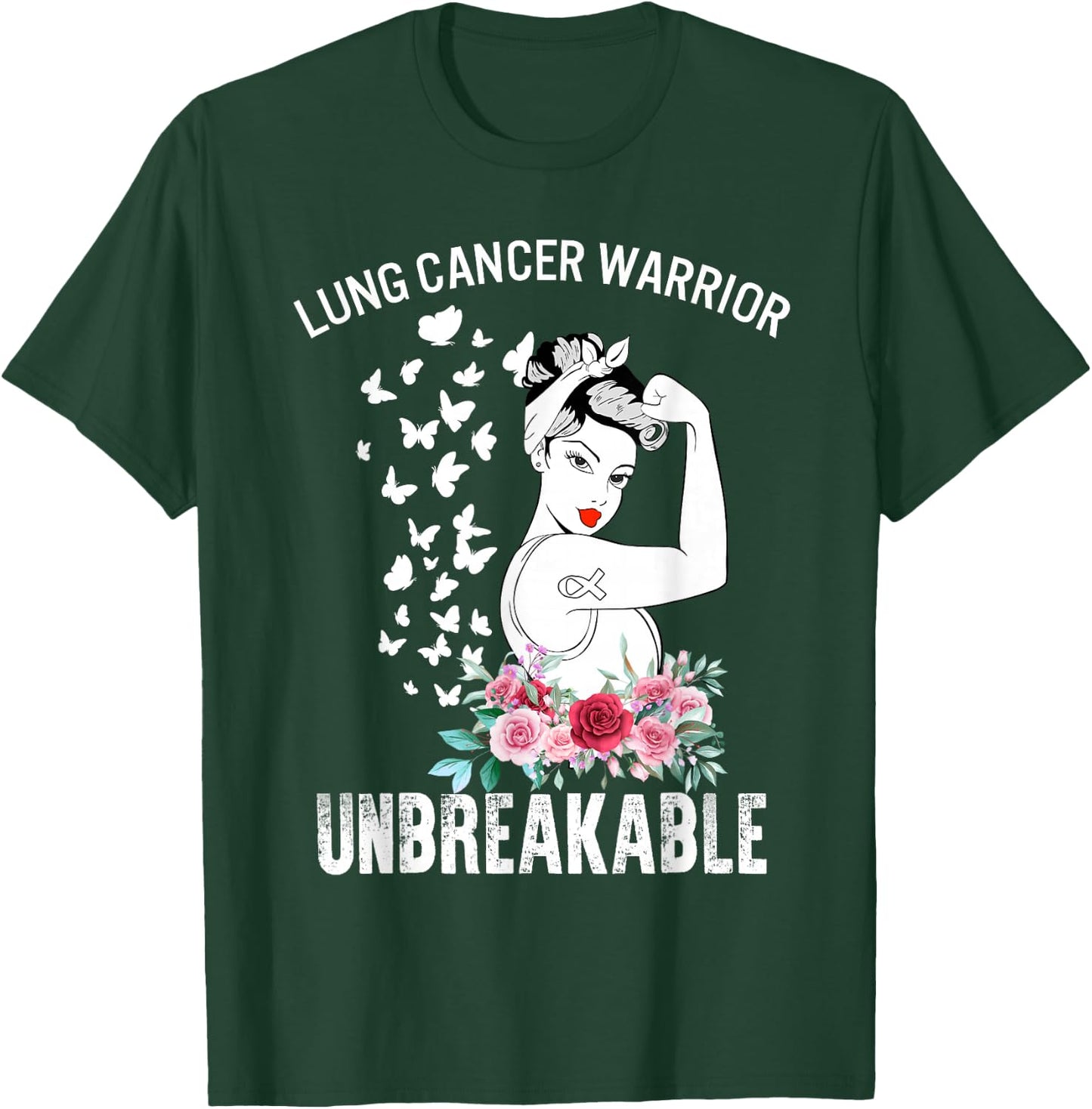 Lung Cancer Awareness Warrior Unbreakable Strong Woman T-Shirt - T-Shirt | Forest
