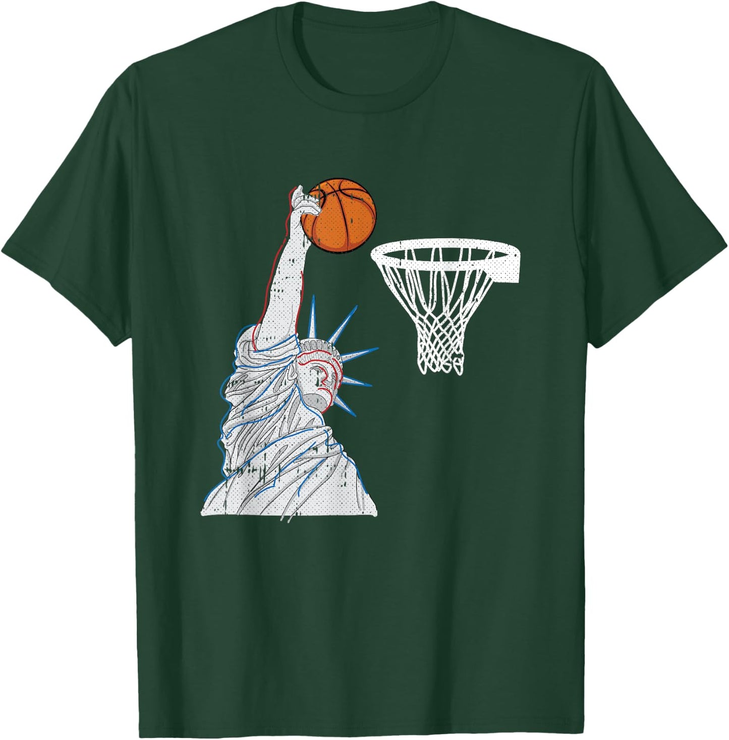 Liberty Dunk 4th Of July Basketball Funny Patriotic American T-Shirt - T-Shirt | Forest