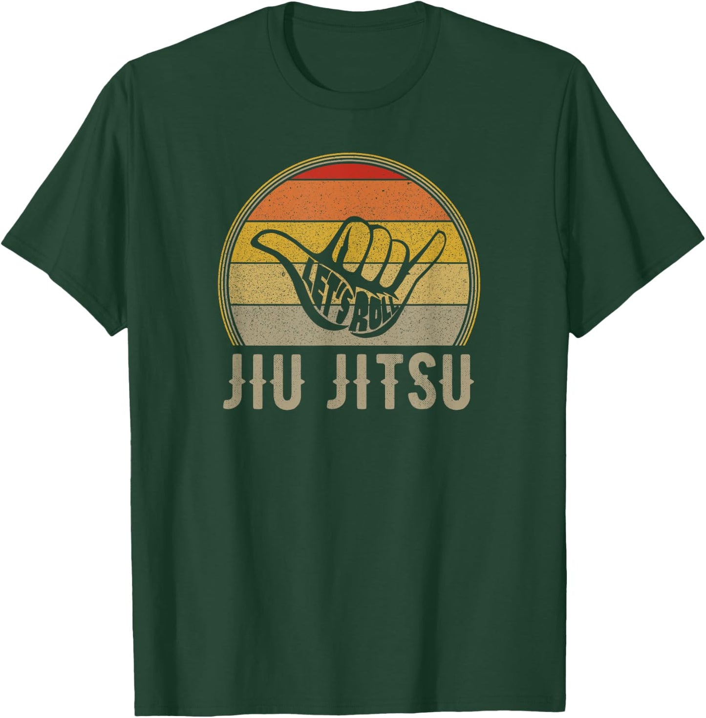 Let's Roll Jiu Jitsu Hand Vintage Sunset Funny Martial Arts T-Shirt - T-Shirt | Forest